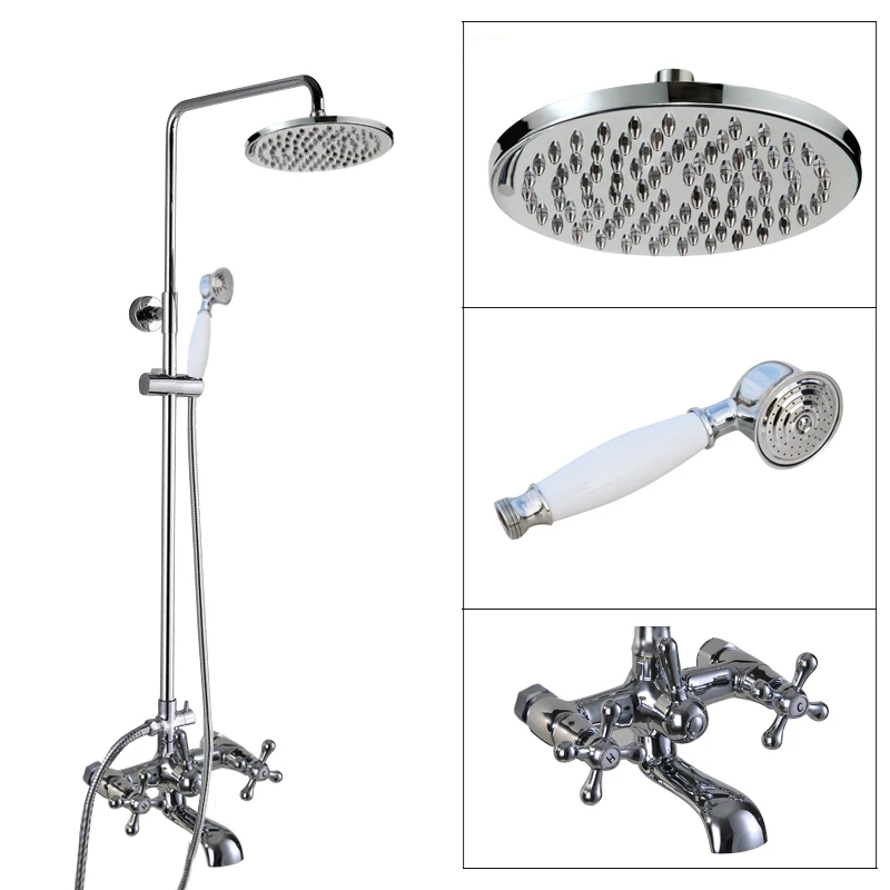 Polished Chrome Wall Mounted Bathroom Rain Shower Faucet Set Dual Cross Handle Tub Tap + Hand-Held Shower Head acy320
Polished Chrome Wall Mounted Bathroom Rain Shower Faucet Set Dual Cross Handle Tub Tap + Hand-Held Shower Head acy320