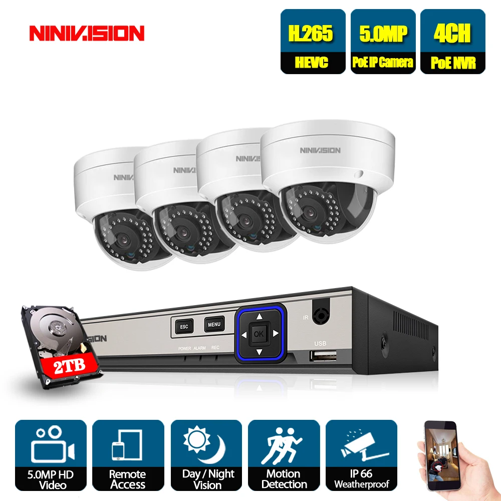 NINIVISION CCTV Security Audio NVR System 4CH 5MP POE NVR Kit SONY 5MP Home Outdoor POE IP Camera P2P Surveillance Set
NINIVISION CCTV Security Audio NVR System 4CH 5MP POE NVR Kit SONY 5MP Home Outdoor POE IP Camera P2P Surveillance Set