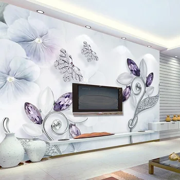 Custom Photo Wallpaper 3D Purple Crystal Flower Butterfly Diamond Jewelry European Style Living Room TV Background Mural Paper
Custom Photo Wallpaper 3D Purple Crystal Flower Butterfly Diamond Jewelry European Style Living Room TV Background Mural Paper