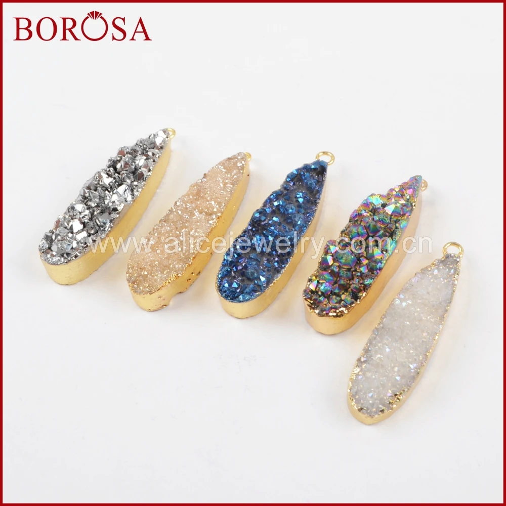 BOROSA 10pcs Teardrop Natural Crystal Titanium Rainbow Drusy Gold Charms Pendants for Diy Earrings Fashion Women Jewelry G1069
BOROSA 10pcs Teardrop Natural Crystal Titanium Rainbow Drusy Gold Charms Pendants for Diy Earrings Fashion Women Jewelry G1069