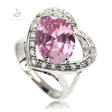 Pink Cubic Zirconia Heart Jewelry Silver Plated beautiful RING R854 sz# 6 7 8 9 Romantic Casual Promotion Favourite Best Sellers