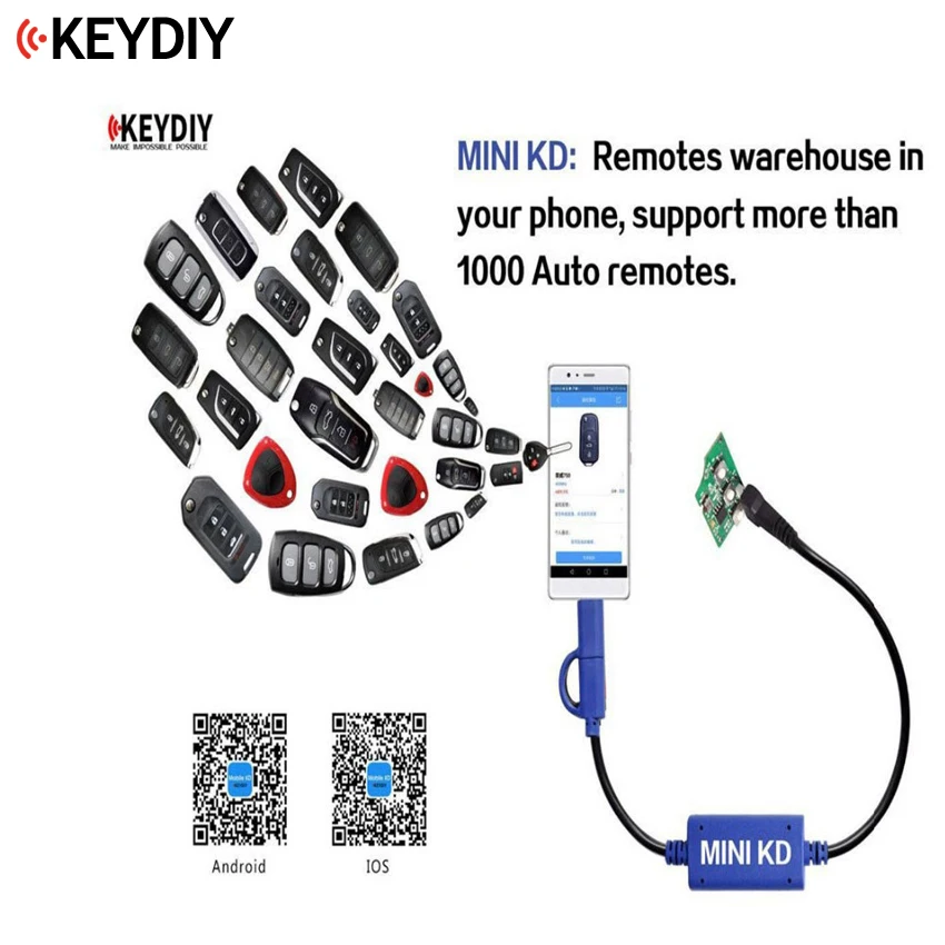 KEYDIY Mini KD Remote Key Generator Remotes Support Android Make More Than 1000 Auto Remotes
KEYDIY Mini KD Remote Key Generator Remotes Support Android Make More Than 1000 Auto Remotes