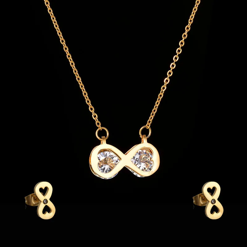 Fashion Jewelry Sets Classic 3 Colors Bow Necklace Earrings CZ Stone Stainless Steel Jewelry Sets Female Gift
Fashion Jewelry Sets Classic 3 Colors Bow Necklace Earrings CZ Stone Stainless Steel Jewelry Sets Female Gift