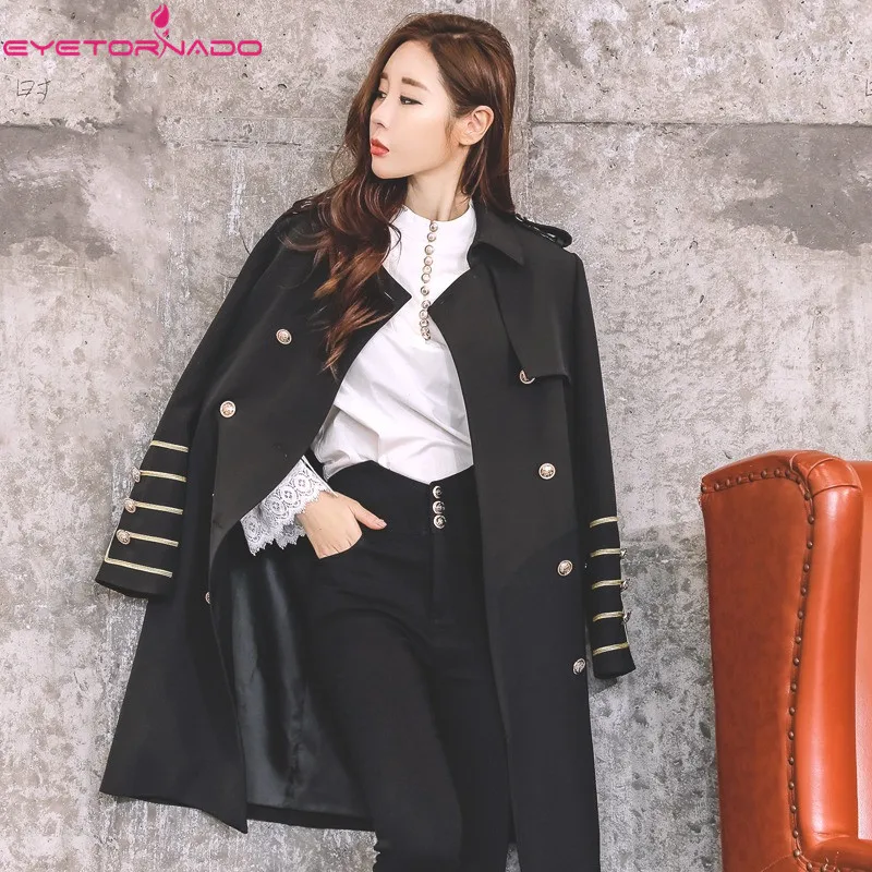 2019 Women autumn winter double breasted long military trench coat british style slim elegant work business trench outwear
2019 Women autumn winter double breasted long military trench coat british style slim elegant work business trench outwear