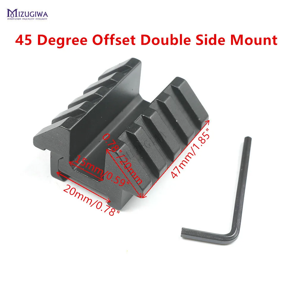 Scope Mount Dual 45 Degree Offset Double Side 4 Slots Scope Mount 20mm Weaver Picatinny Rail For Gun Rifle Flashlight
Scope Mount Dual 45 Degree Offset Double Side 4 Slots Scope Mount 20mm Weaver Picatinny Rail For Gun Rifle Flashlight