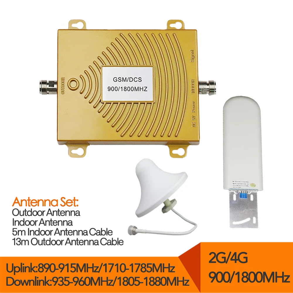 

GSM 900 LTE 1800 Mobile Phone Cellular Signal Booster 65dB 2G 4G GSM DCS Cellphone Repeater Repetidor Antena Celular full set