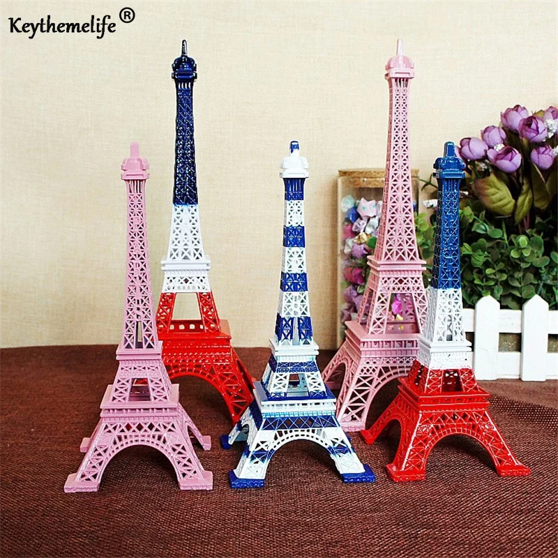 

Decor Crafts 18cm Colorful Metal Paris Eiffel Tower Figurine Statue Europe Home Decors Souvenir Wedding Birthday Gift 2C