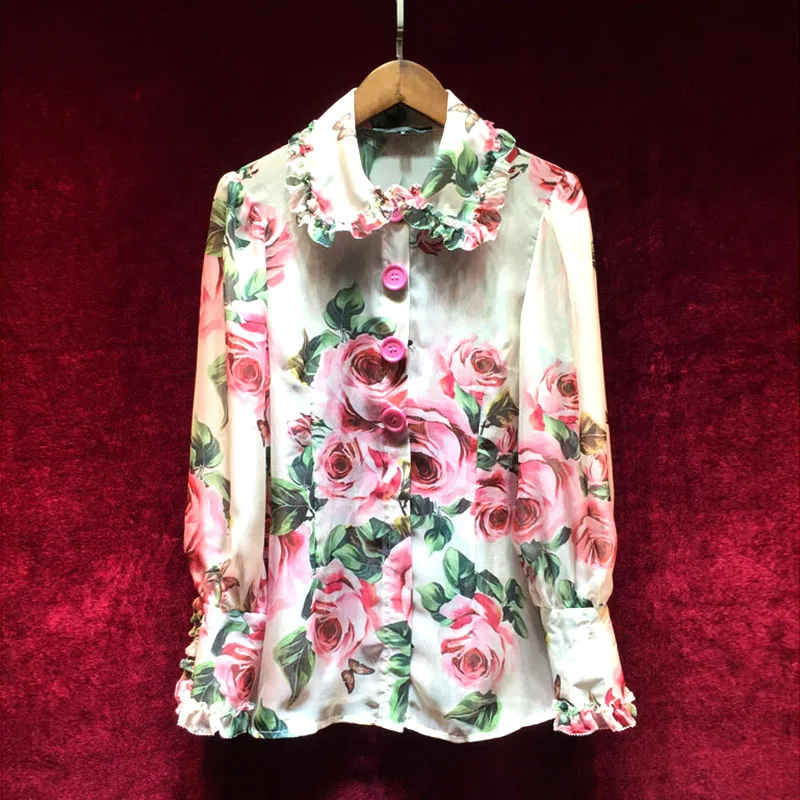 Elegant Pink Floral Printed Buttons Chiffon Blouses And Tops For Women 2018 Spring Autumn Petal Sleeve Ladies Shirts
Elegant Pink Floral Printed Buttons Chiffon Blouses And Tops For Women 2018 Spring Autumn Petal Sleeve Ladies Shirts