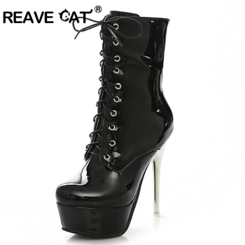REAVE CAT High heels Boots Platform Women boots Patent leather Glitter Zipper Knot Lace up Glitter Fashion Sexy QA3355
REAVE CAT High heels Boots Platform Women boots Patent leather Glitter Zipper Knot Lace up Glitter Fashion Sexy QA3355
