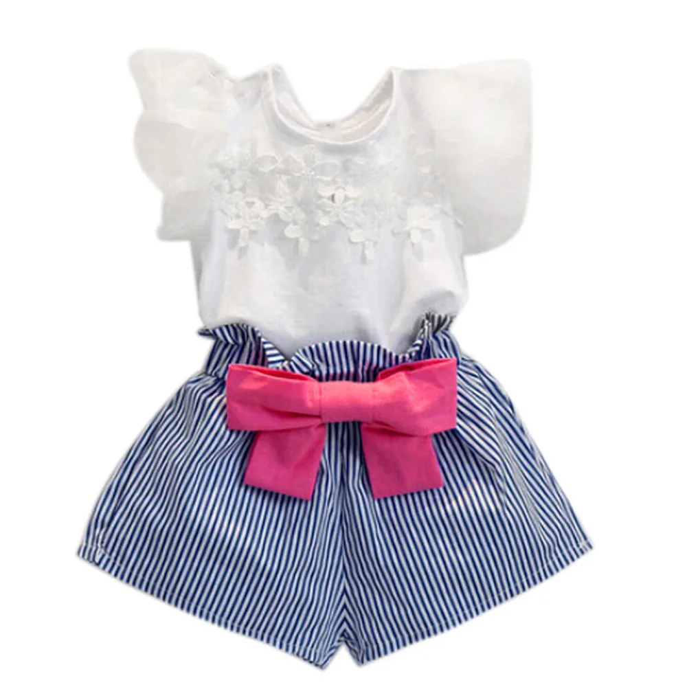 SZYADEOU Summer Girls Lace T-shirt+Stripe Shorts Set Clothes Suit Baby Outfits Infant Girl Clothing Wholesale L4
SZYADEOU Summer Girls Lace T-shirt+Stripe Shorts Set Clothes Suit Baby Outfits Infant Girl Clothing Wholesale L4