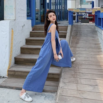 2019 Summer New Fashion Jumpsuit Wild Blue Striped Jumpsuit Trend Holiday Beach Pants
2019 Summer New Fashion Jumpsuit Wild Blue Striped Jumpsuit Trend Holiday Beach Pants