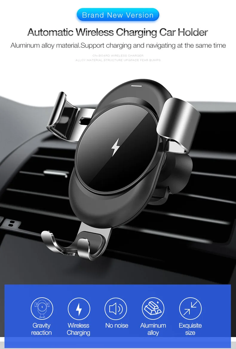 Car Qi Wireless Charger Air Vent Mount For iPhone X 8 Plus Samsung S9 S8 Plus Wireless Fast Charging Gravity Phone Holder Stand (15)