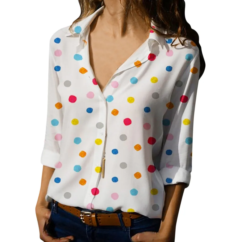 Women Summer Blouses Loose Long Sleeve Polka Dot Print Lady Tops tee shirt femme V-Neck Plus Size Blusas Femininas Pullover
Women Summer Blouses Loose Long Sleeve Polka Dot Print Lady Tops tee shirt femme V-Neck Plus Size Blusas Femininas Pullover
