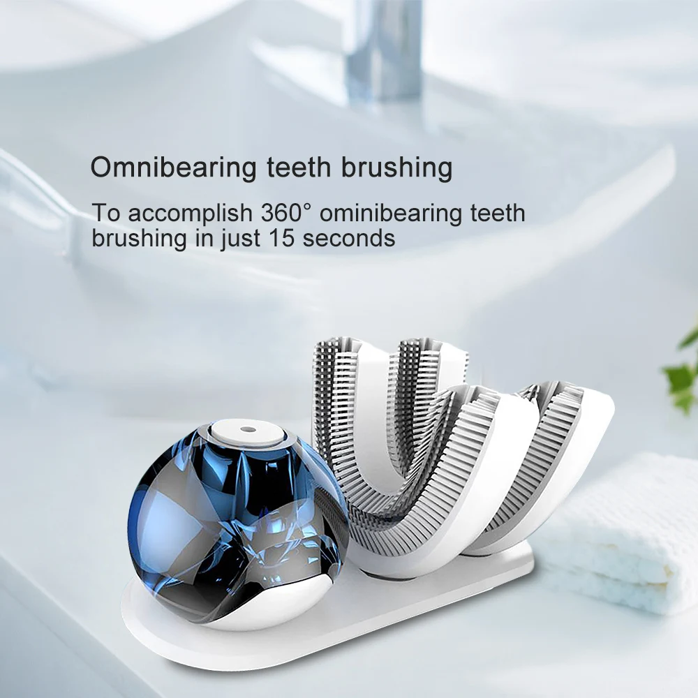 Intelligent Electric Toothbrush Automatic Electric Toothbrush USB Charger Ultra Sonic 360 Degrees U Shape Tooth Brush 15 Seconds Heads Timer