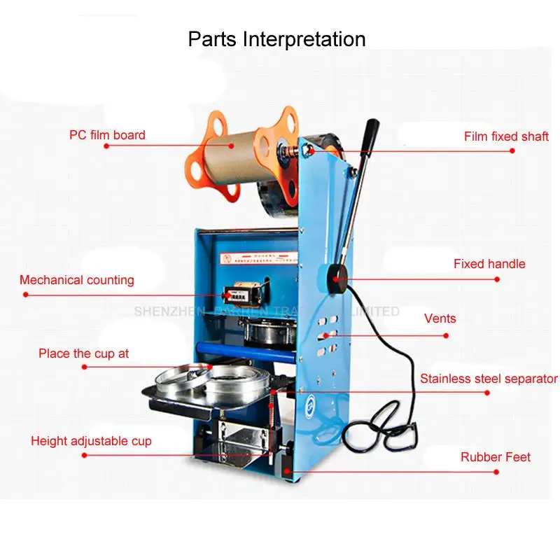 1pc 220V Plastic Cup Sealing Machine Milk Tea Packing Sealer For Standard Cup Dia:7.0cm-9.5cm With Counting Function ET-D9
1pc 220V Plastic Cup Sealing Machine Milk Tea Packing Sealer For Standard Cup Dia:7.0cm-9.5cm With Counting Function ET-D9