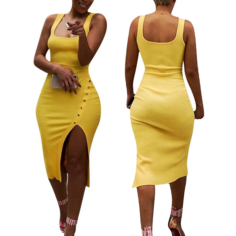Irregularly Knitted Dress Sukienka Sexy Slim Sleeveless Solid Club Party Midi Bodycon Dress Thigh Slit Dress Women Robe Ete 2019
Irregularly Knitted Dress Sukienka Sexy Slim Sleeveless Solid Club Party Midi Bodycon Dress Thigh Slit Dress Women Robe Ete 2019