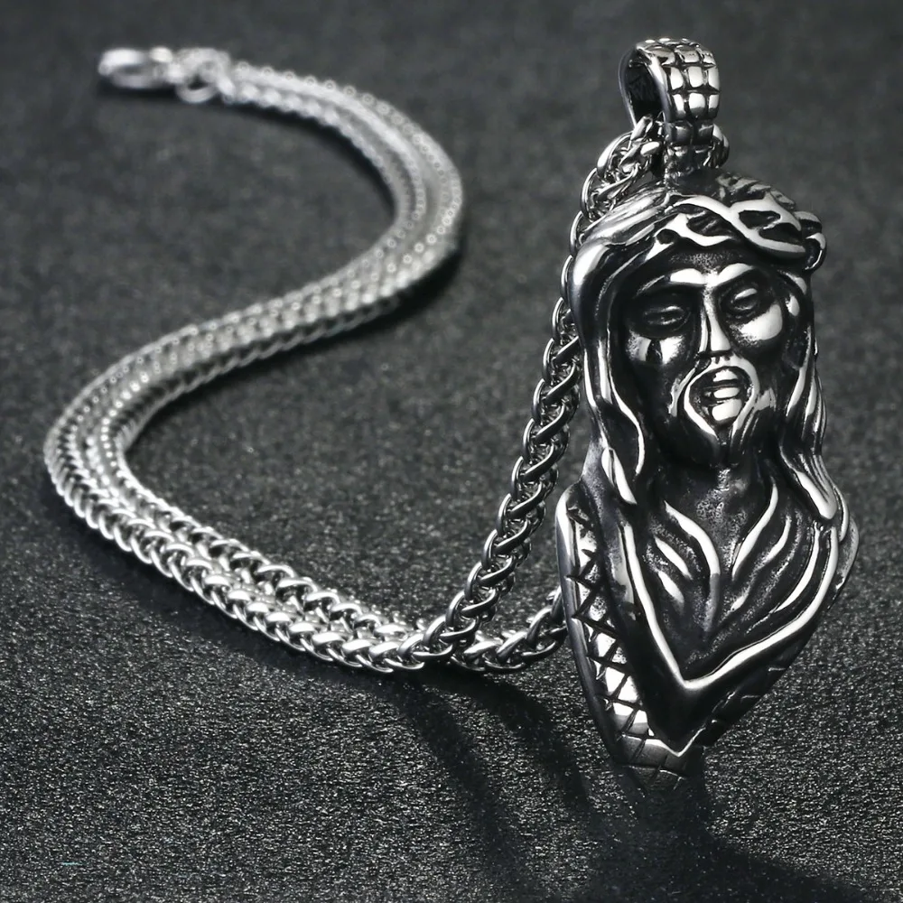 Metal Men Necklaces Vintage Stainless Steel Link Chain Necklace Holy JESUS Pendants Fashion Body Jewelry Religious Gifts NC051
Metal Men Necklaces Vintage Stainless Steel Link Chain Necklace Holy JESUS Pendants Fashion Body Jewelry Religious Gifts NC051