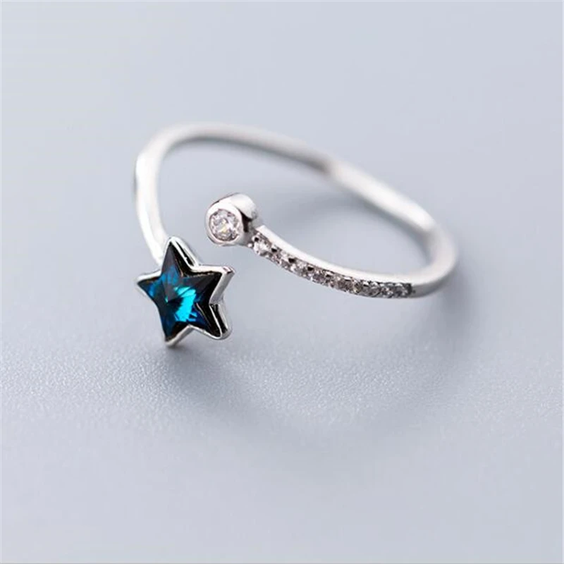 925 Sterling Silver Rings for Women with Zircon Crystal Blue Star Open Adjustable Ring Trendy Women Jewelry J4931
925 Sterling Silver Rings for Women with Zircon Crystal Blue Star Open Adjustable Ring Trendy Women Jewelry J4931