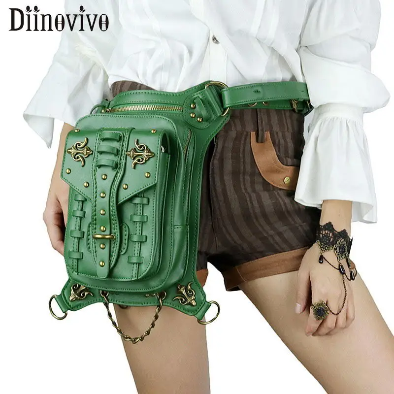 DIINOVIVO Vintage Steampunk Waist Bags Women Punk Rivet Leg Bag Female Travel PU Leather Motorcycle Shoulder Bag Women WHDV1205
DIINOVIVO Vintage Steampunk Waist Bags Women Punk Rivet Leg Bag Female Travel PU Leather Motorcycle Shoulder Bag Women WHDV1205