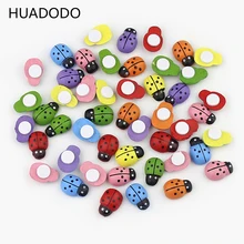 Huadodo 100 Pcs/lot Warna-warni Kayu Kepik Stiker Perekat Kerajinan DIY Membuat Scrapbook Rumah Pesta Dekorasi(China)