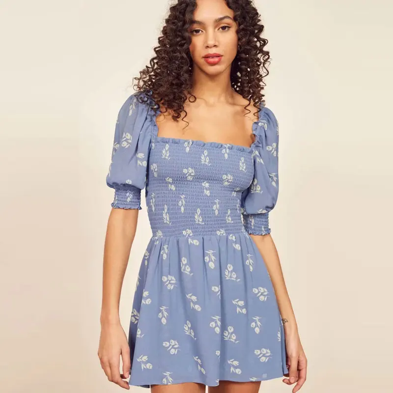 JuneLove Women Short Sleeve Sexy Mini Dress Vintage Print Floral Female Square Collar Dress Casual Elastic Lady A-Line Dress
JuneLove Women Short Sleeve Sexy Mini Dress Vintage Print Floral Female Square Collar Dress Casual Elastic Lady A-Line Dress