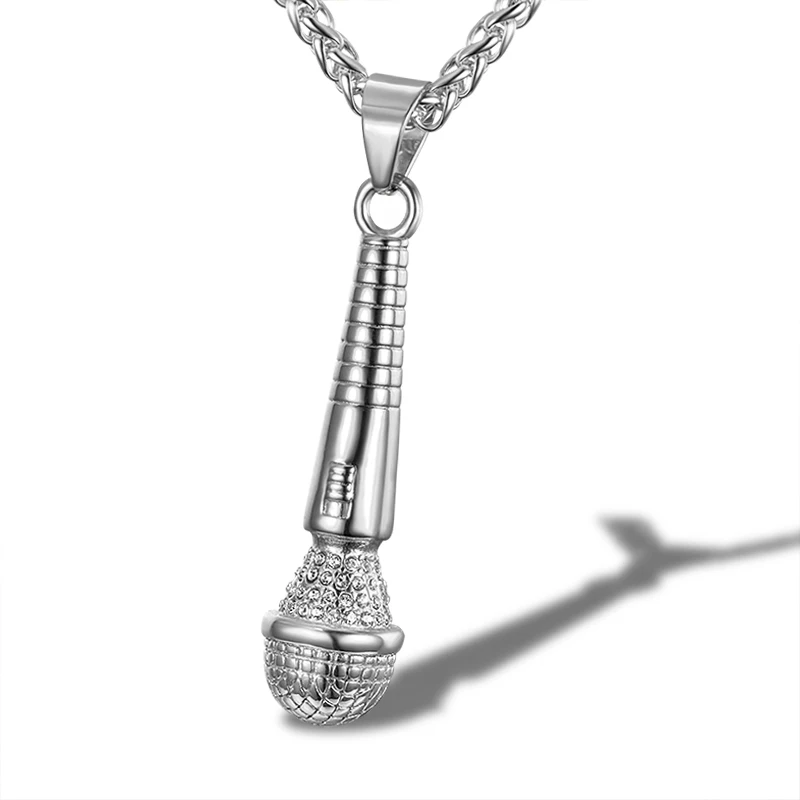 Music Microphone Pendant Necklace Men Jewelry Hiphop Stainless Steel/Gold Color Hip Hop Rock DJ Rapper Necklaces Mens Jewellery Music Microphone Pendant Necklace Men Jewelry Hiphop Stainless Steel/Gold Color Hip Hop Rock DJ Rapper Necklaces Mens Jewellery