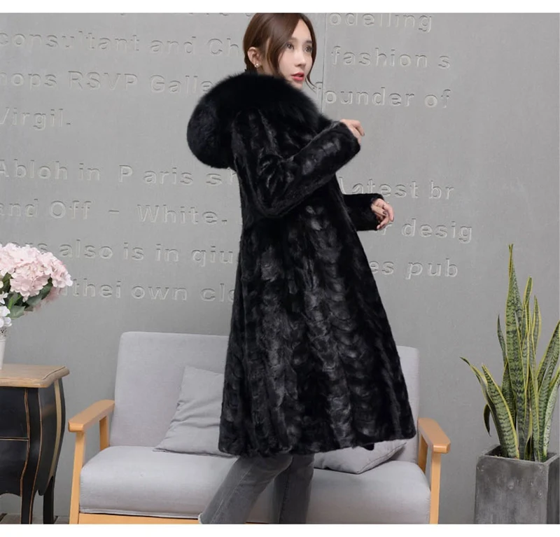 100% genuine natural mink fur coat with hoody long (9)
