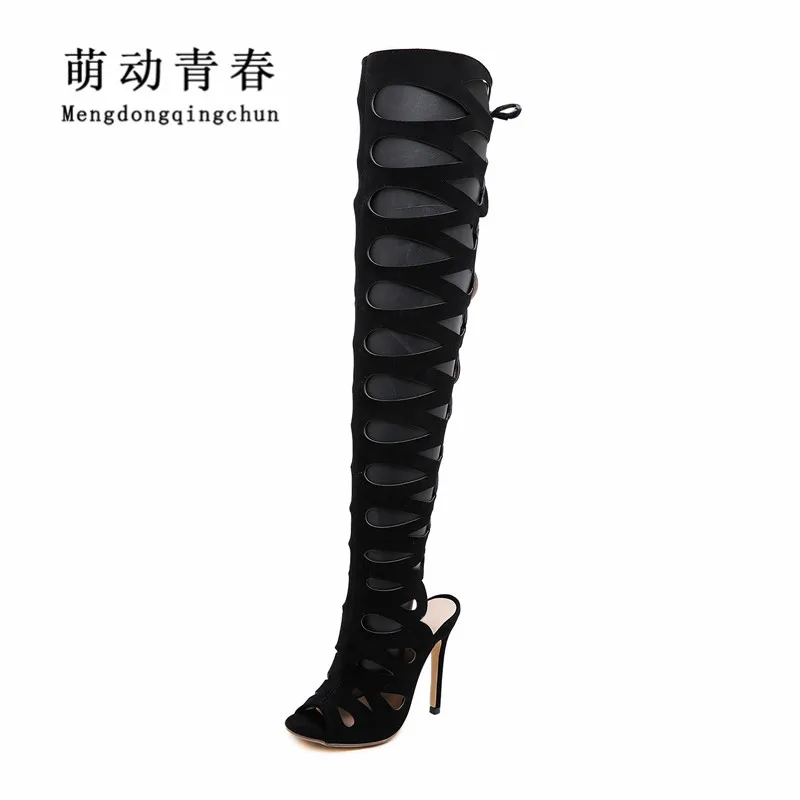 Women Boots High Heeled Gladiator Sandals Lace Up Black Shoes Heels Hollow Out Open Toe Knee High Boots Summer Boots Zapatos
Women Boots High Heeled Gladiator Sandals Lace Up Black Shoes Heels Hollow Out Open Toe Knee High Boots Summer Boots Zapatos