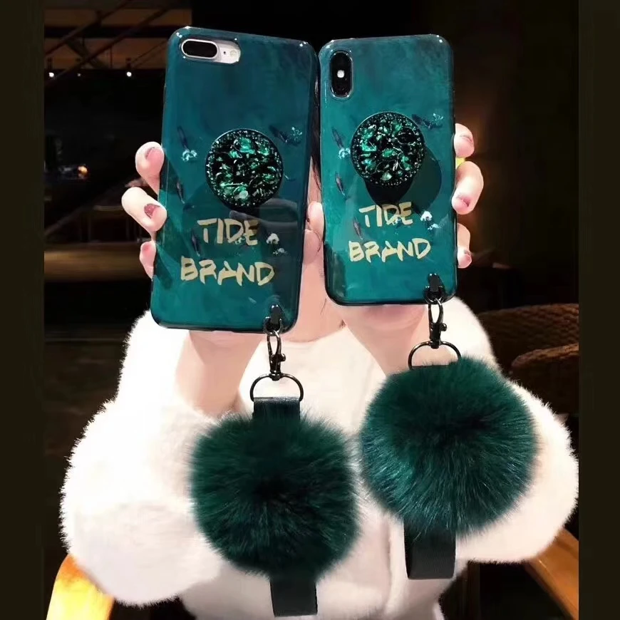 Luxury Emerald DIY hair ball+Crystal Holder+Strap Phone Case For iphone X 6 6s Plus 7 8 Plus XS MAX XR GlitterTide Cover Coque
Luxury Emerald DIY hair ball+Crystal Holder+Strap Phone Case For iphone X 6 6s Plus 7 8 Plus XS MAX XR GlitterTide Cover Coque
