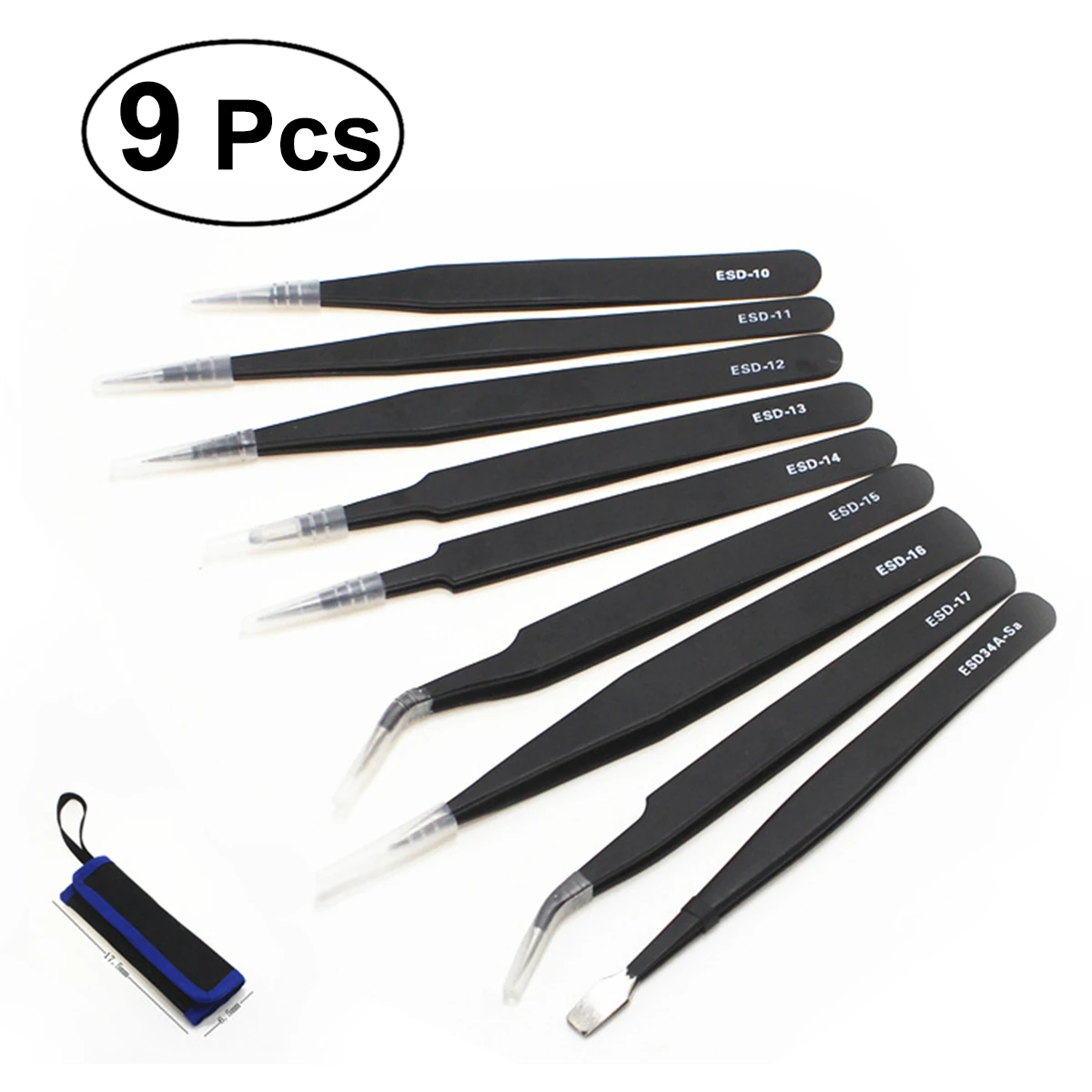 9Pcs Tweezers Kit with Protective Bag Precision Anti-static ESD Tweezers Set for Details Work Electronics Watch Lab Craft
9Pcs Tweezers Kit with Protective Bag Precision Anti-static ESD Tweezers Set for Details Work Electronics Watch Lab Craft