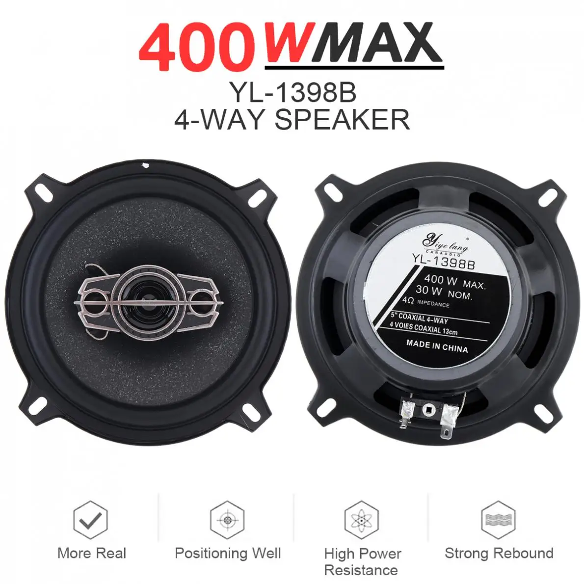 2pcs 5 Inch 400W 4 Way Universal Car Coaxial Auto Music Stereo Full Range Frequency Hifi Speakers Non-destructive Installation
2pcs 5 Inch 400W 4 Way Universal Car Coaxial Auto Music Stereo Full Range Frequency Hifi Speakers Non-destructive Installation