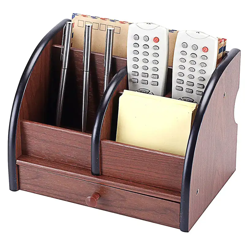 Luxury Wood Desk Organizer Office Bureau Pen Holder Wooden Sorter