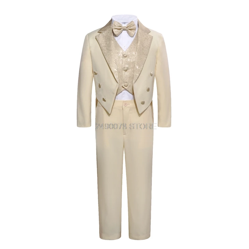 White Flower Boys Formal Tuxedo Piano celebration Costume Kids Birthday Wedding Suit Jacket +Vest+Shirt+Pant+Tie Clothing Set 
White Flower Boys Formal Tuxedo Piano celebration Costume Kids Birthday Wedding Suit Jacket +Vest+Shirt+Pant+Tie Clothing Set
