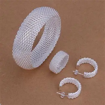 Factory price top quality Silver Plated & Stamped 925 completed mesh net set Bracelet ring Earrings jewelry wedding dress
Factory price top quality Silver Plated & Stamped 925 completed mesh net set Bracelet ring Earrings jewelry wedding dress