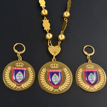 Anniyo Guam Jewelry sets Flag Pendant Big Earrings Round Ball Beads Chain Necklaces Stainless Steel Jewellery #071921
Anniyo Guam Jewelry sets Flag Pendant Big Earrings Round Ball Beads Chain Necklaces Stainless Steel Jewellery #071921