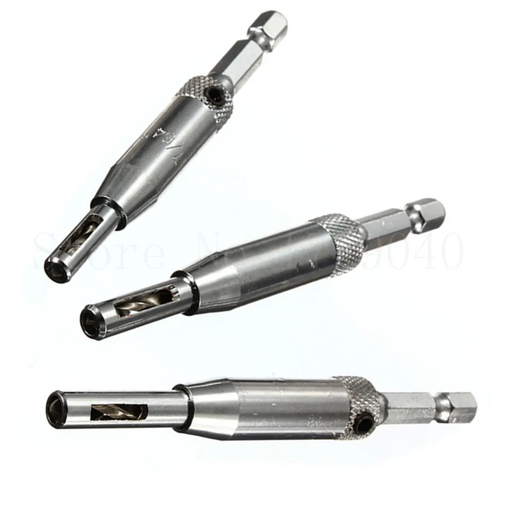 3pcSet HSS Hinge Self Centering Drill Bit Pilot Holes 14 Hex Shank Hinge Wood Woodwork Reaming Drill Bit 764 964 1164 (1)