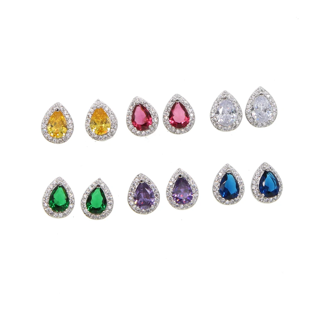 2018 high quality colorful Multi Color CZ Stone teardrop waterdrop shape Stud Earrings for Girls Fashion Nickel Free Jewelry
2018 high quality colorful Multi Color CZ Stone teardrop waterdrop shape Stud Earrings for Girls Fashion Nickel Free Jewelry