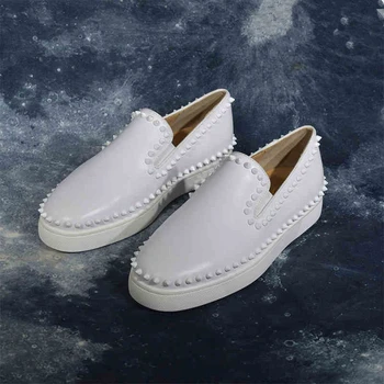 Genuine Leather Men Sneakers Studded White Spikes Colorful Lines Heavy Bottom Flats Shoes Men Luxury Brand Zapatos Hombre Shoes
Genuine Leather Men Sneakers Studded White Spikes Colorful Lines Heavy Bottom Flats Shoes Men Luxury Brand Zapatos Hombre Shoes