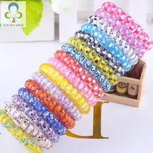 5 шт. разноцветные эластичные резинки для волос спиральная форма конский хвост резинка для волос Веревка телефонный провод волосы аксессуа...(China)