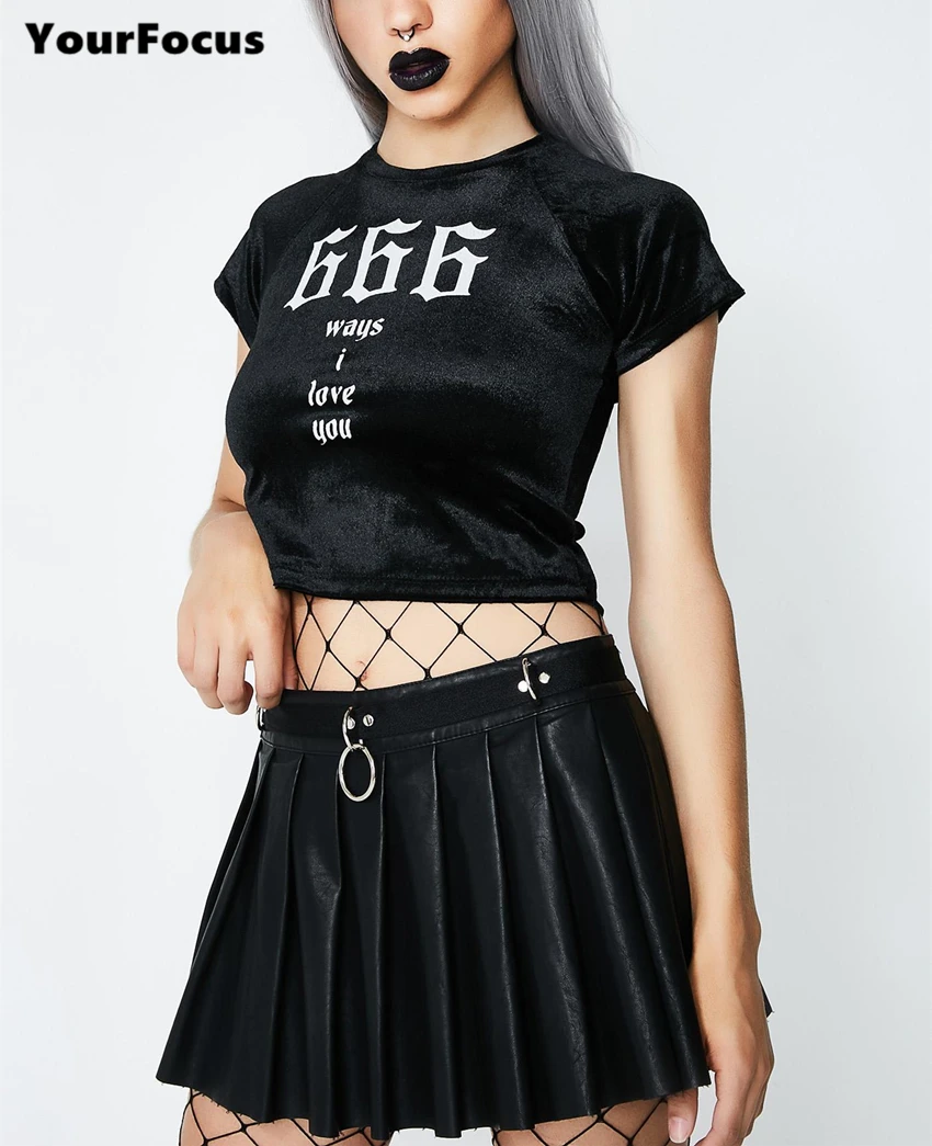 summer 2018 sexy harajuku punk rok tshirt 666 ways i love you printed velvet cropped tee in black women tight short tops
summer 2018 sexy harajuku punk rok tshirt 666 ways i love you printed velvet cropped tee in black women tight short tops