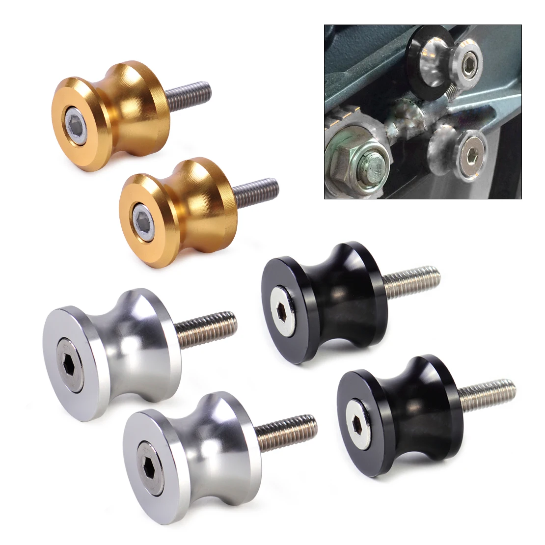 DWCX 2pcs CNC Aluminum M6 Swingarm Spools Sliders for Ducati Aprilia Triumph Yamaha FZ1 FZ6 FZ6R MT-01 R7 YZF600R YZF-R1 YZF-R6S
DWCX 2pcs CNC Aluminum M6 Swingarm Spools Sliders for Ducati Aprilia Triumph Yamaha FZ1 FZ6 FZ6R MT-01 R7 YZF600R YZF-R1 YZF-R6S
