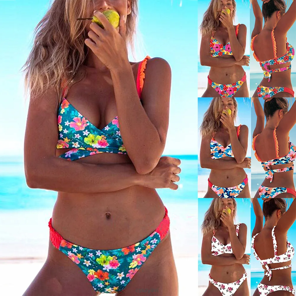 Woman Bikini 2019 Women Bikini Set Swimwear Push-Up Padded Ruffles Print Bra Swimsuit Beachwear Cover up Dropping Biquini
Woman Bikini 2019 Women Bikini Set Swimwear Push-Up Padded Ruffles Print Bra Swimsuit Beachwear Cover up Dropping Biquini
