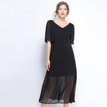 Black chiffon dress Women elegant summer long Dress vacation beach dress split end sexy party dress longos vestidos plus size 5X
Black chiffon dress Women elegant summer long Dress vacation beach dress split end sexy party dress longos vestidos plus size 5X