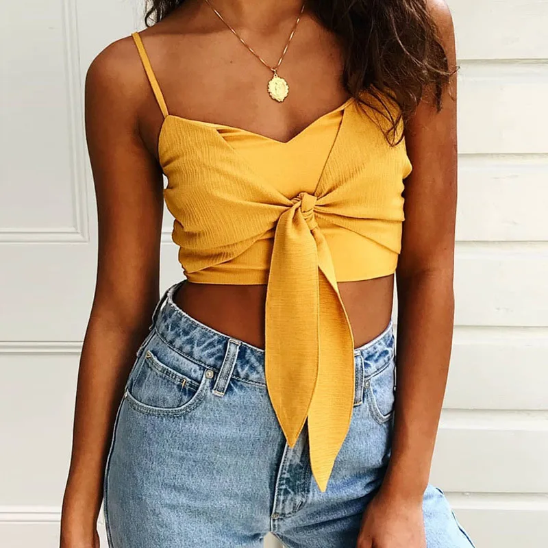 2019 summer new style pure color one word shoulder bowknot binding belt condole belt exposed navel vacation leisure vest
2019 summer new style pure color one word shoulder bowknot binding belt condole belt exposed navel vacation leisure vest