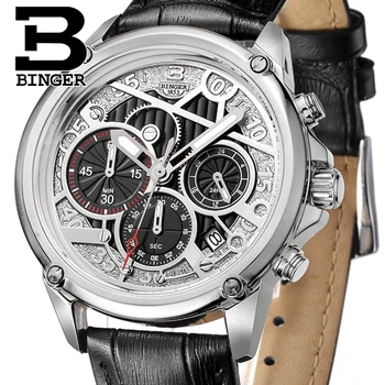 BINGER Quartz men watches Switzerland men's watch luxury brand Wristwatches Genuine Leather Chronograph Diver glowwatch B-6008-2
BINGER Quartz men watches Switzerland men's watch luxury brand Wristwatches Genuine Leather Chronograph Diver glowwatch B-6008-2