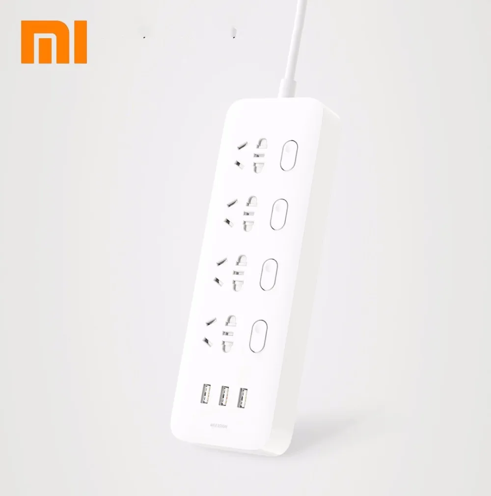 Original Xiaomi Mijia Power Socket Strip 4 Sockets With 4 Individual Switches 5V/2.1A 3USB port Extension Sockets Charger
Original Xiaomi Mijia Power Socket Strip 4 Sockets With 4 Individual Switches 5V/2.1A 3USB port Extension Sockets Charger