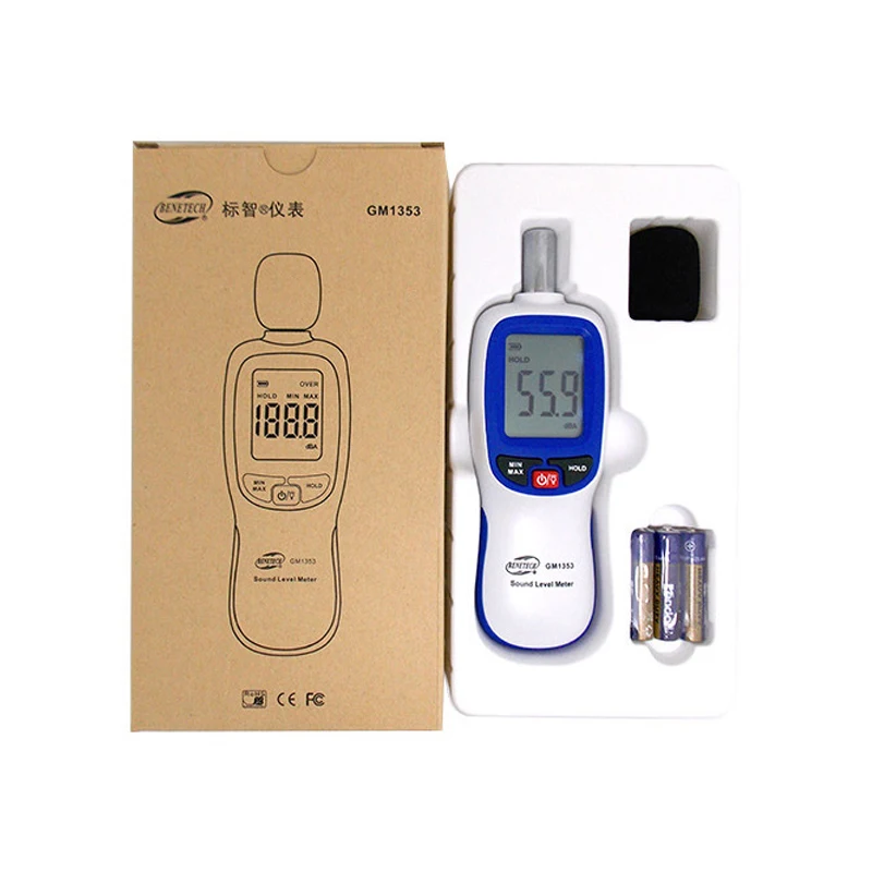 GM1353 Handheld Sound Level Meter 30~130 dBA Noisemeter Mini Sound level meters Decibel meter
GM1353 Handheld Sound Level Meter 30~130 dBA Noisemeter Mini Sound level meters Decibel meter