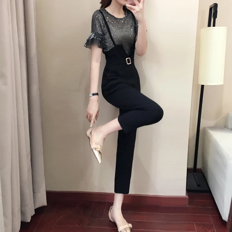 Casual women 2 pieces pant sets 2018 summer new fashion ruffles sleeved and black pencil pants lady clothing sets
Casual women 2 pieces pant sets 2018 summer new fashion ruffles sleeved and black pencil pants lady clothing sets