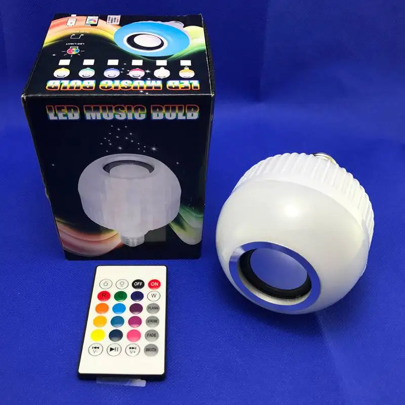 Smart Remote Control RGB Wireless Bluetooth Speaker LED Bulb Light 12W Music Playing Dimmable Lamp with 24 Keys Remote Control N
Smart Remote Control RGB Wireless Bluetooth Speaker LED Bulb Light 12W Music Playing Dimmable Lamp with 24 Keys Remote Control N