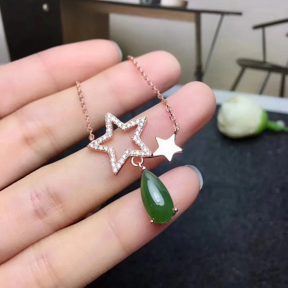 Fashion elegant Stars Water drop natural green jasper necklace natural jade pendant necklace 925 silver woman girl gift jewelery
Fashion elegant Stars Water drop natural green jasper necklace natural jade pendant necklace 925 silver woman girl gift jewelery